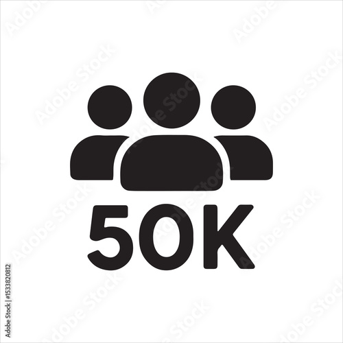 50K followers Icon design with white background 