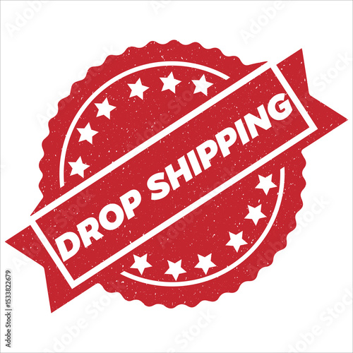 Drop Shipping round stamp icon grunge distressed style