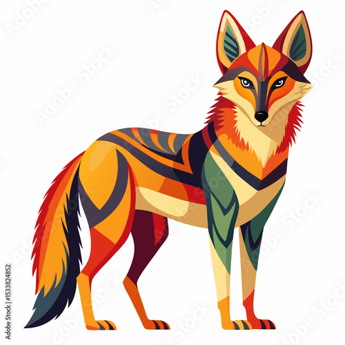 Colorful geometric jackal illustration with modern artistic design style