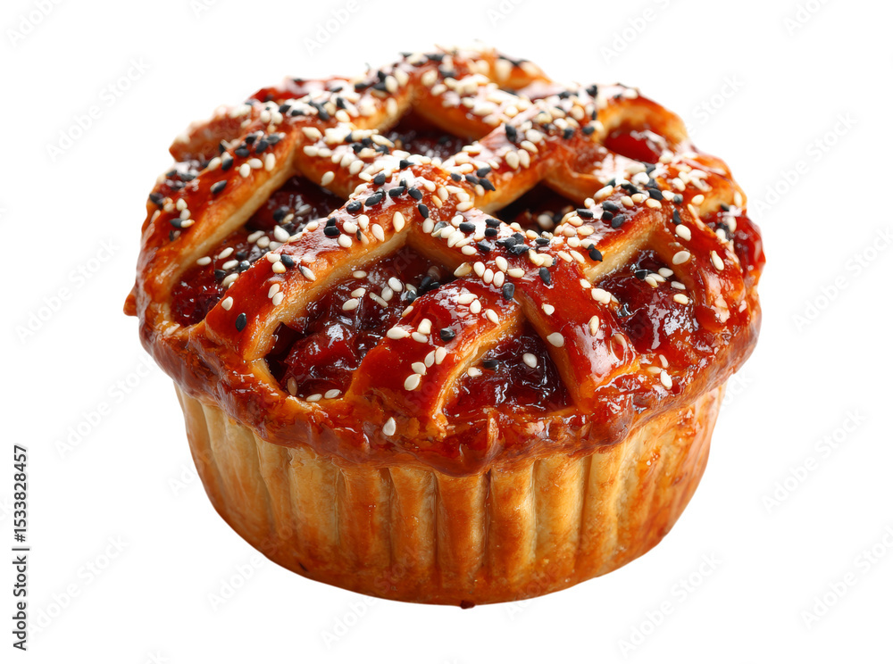 Fototapeta premium Delicious mini fruit pie topped with sesame seeds, Isolated On Transparent Background