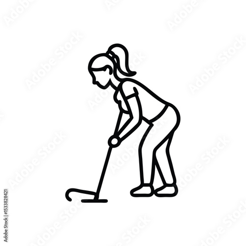 Woman cleaning floor with mop housework chore cleaning service