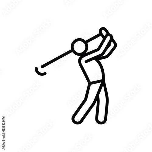 Golf player icon simple line art design sport graphic