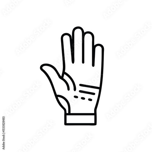 Hand wearing a protective glove safety equipment line art icon