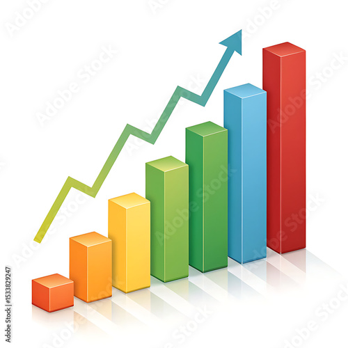 Colorful 3d bar graph showing upward trend and growth Free Download Colorful 3d bar graph showing upward trend and growth - GFXLoad