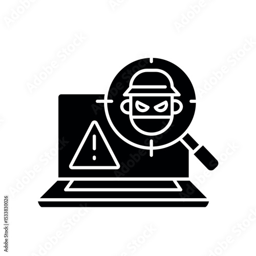 fraud detection black glyph icon.