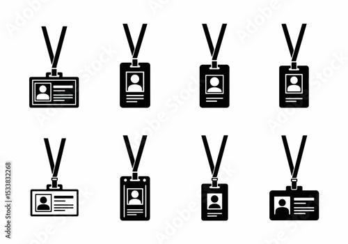Set of employee staff badge identification icons