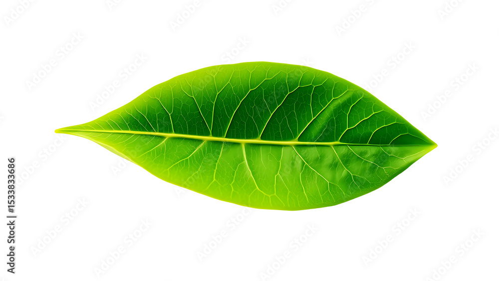 Obraz premium High-Resolution Close-Up of a Vibrant Green Leaf on Pure White Background