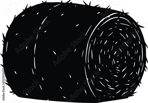 Silhouette Of A Hay Bale With Texture - High Quality Vector Graphic