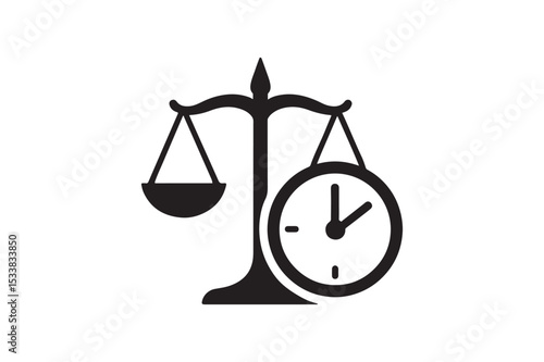 Legal Time Icon silhouette vector with white background