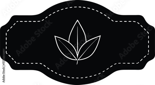 Silhouette Of A Label Tag With Leaf Edge - Autumn Themed Illustration