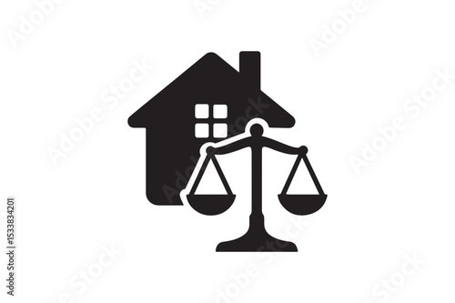 Real Estate Law Icon silhouette vector with white background