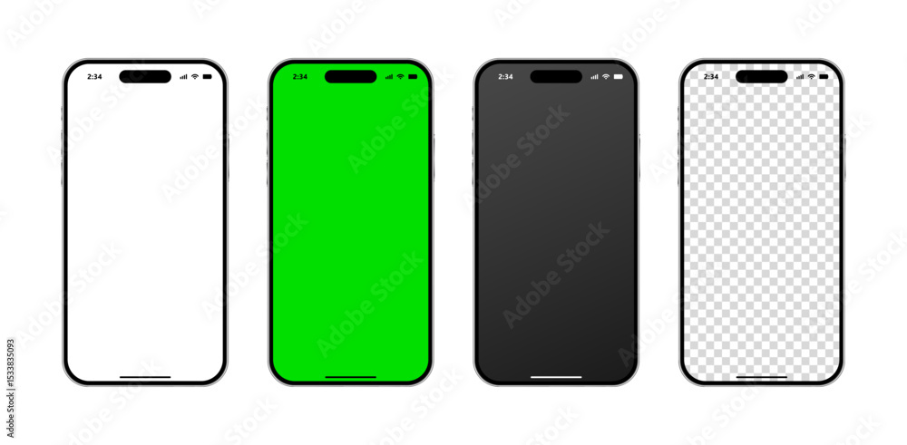 iPhone 16 Pro Max realistic mobile phone mockup with blank green screen, black and transparent display for advertisement and social media template. Smartphone vector illustration iPhone 16 Pro Max realistic mobile phone mockup with blank green screen, black and transparent display for advertisement and social media template. Smartphone vector illustration