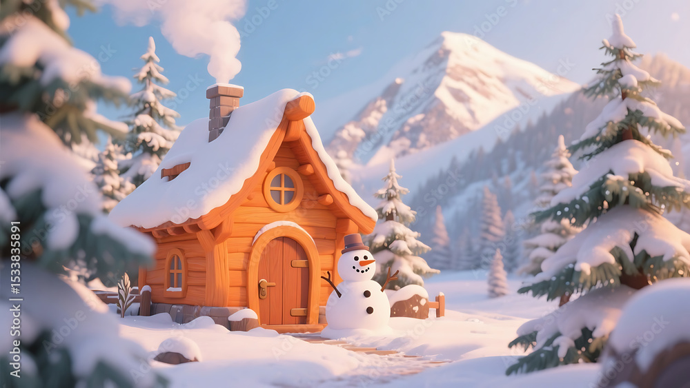 Fototapeta premium christmas house in the mountains