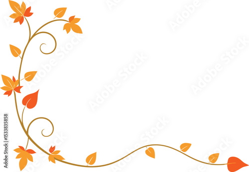 Corner Border With Fall Vines On Transparent Background - Nature Inspired Digital Art