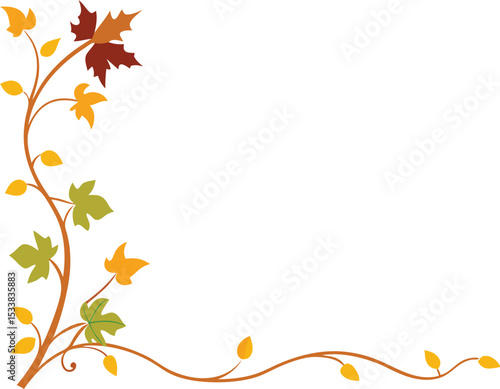 Corner Border With Fall Vines On Transparent Background - Professional Grade Image