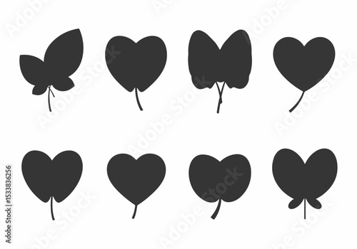 Simple heart shaped leaves plant set