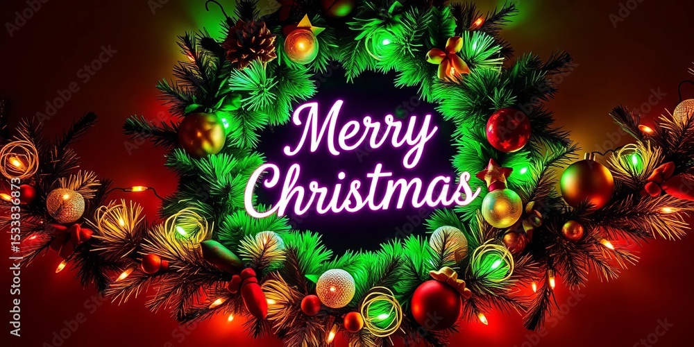Glowing Christmas wreath with Glowing Christmas wreath with