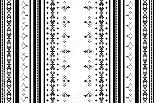 Ethnic patterns of black abstract flower and diamond shape. Ethnic tribal seamless vector. Concept of geometric, border, motifs, tradition, stripe for background, embroidery, wallpaper, textiles, wrap