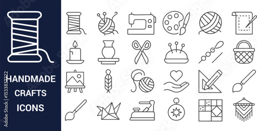 Handmade Crafts Icons A Collection of Line Art Designs for DIY Projects