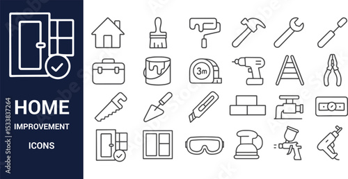 Home Improvement Icons A Complete Set of Line Art Graphics for DIY Projects