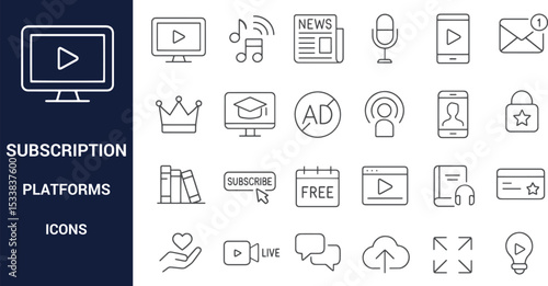 Subscription Platform Icons Streaming, Media, and Online Content