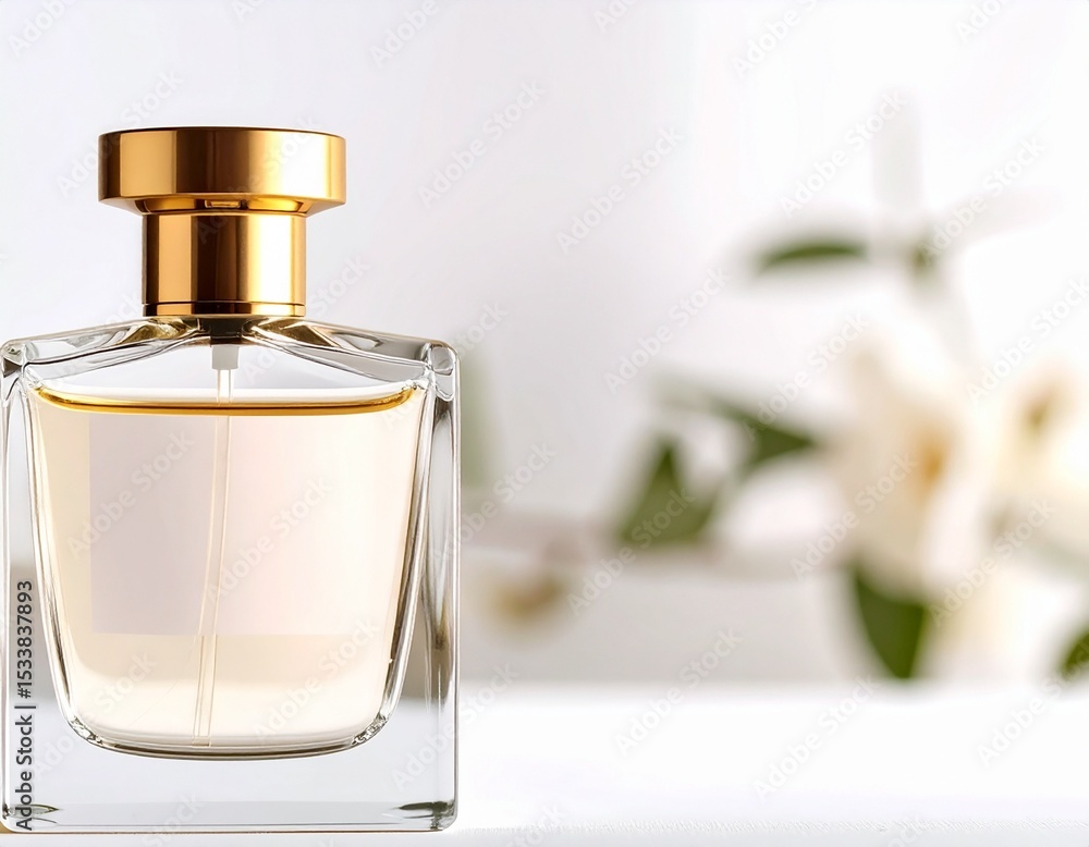 Round perfume bottle with golden matte cap for cosmetic branding. Great for use in e-commerce, social media ads, and beauty product promotion. Round perfume bottle with golden matte cap for cosmetic branding. Great for use in e-commerce, social media ads, and beauty product promotion.