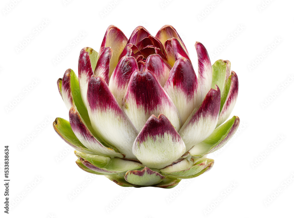 Fototapeta premium Single artichoke flower isolated on black background, Isolated On Transparent Background