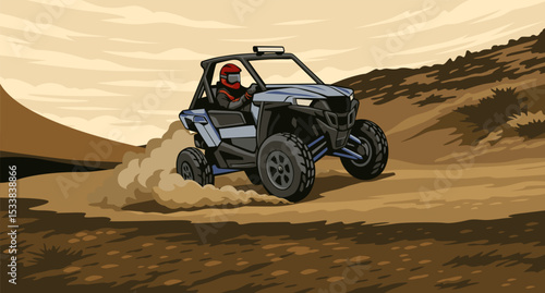 Buggy Adventure on Desert Trail illustration vector art