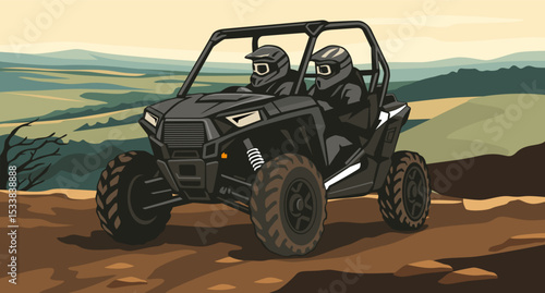 UTV Driving on Mountain Path illustration vector art