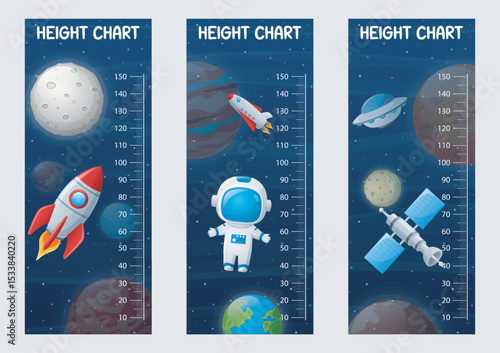Kids height chart with solar system planets