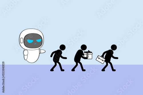 Robotics are rapidly replacing human jobs, especially in manufacturing, logistics, and customer service. Illustration vector design. EPS 10