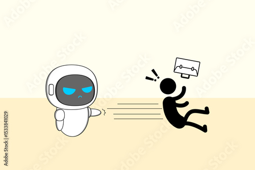 Robotics are rapidly replacing human jobs, especially in manufacturing, logistics, and customer service. Illustration vector design. EPS 10