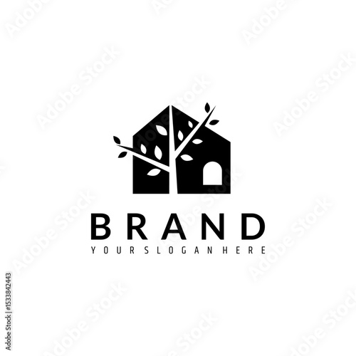 tree house logo in flat design style
