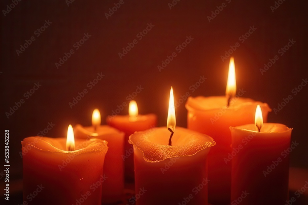 Six Burning Orange Candles Six Burning Orange Candles