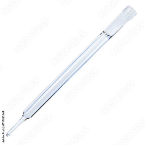 Glass pipette laboratory tool isolated on transparent background
