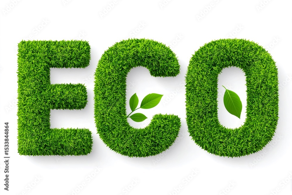 Eco friendly green grass letters promoting environmental conservation Eco friendly green grass letters promoting environmental conservation