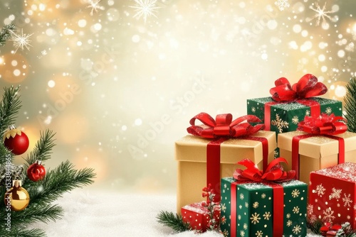 ultra HD image of horizontal christmas banner with presents