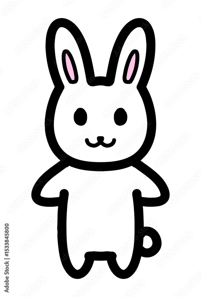Obraz premium 手描きのうさぎのキャラクターのイラスト