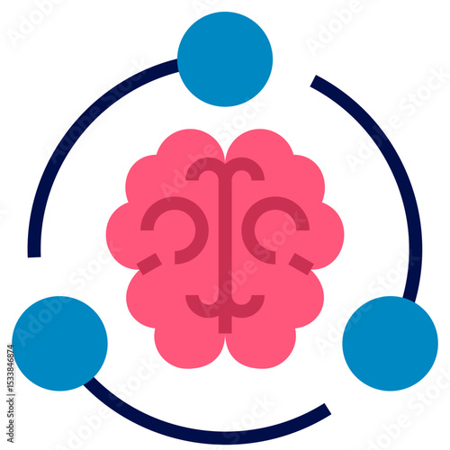 Brain Flat Icon, Artificial Intelligence Concept in flat design style