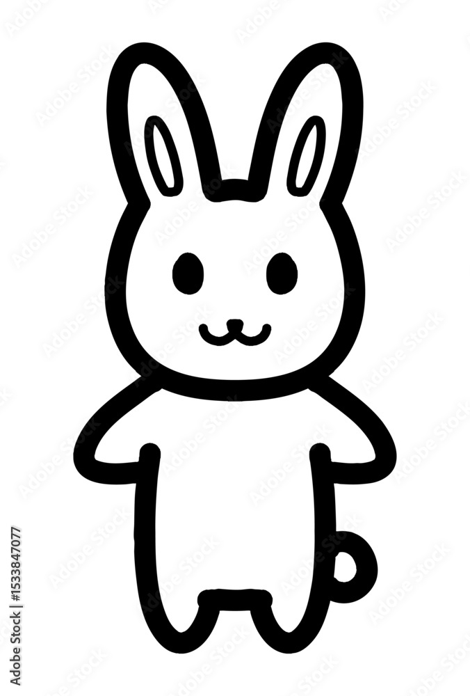 Obraz premium 手描きのうさぎのキャラクターのイラスト