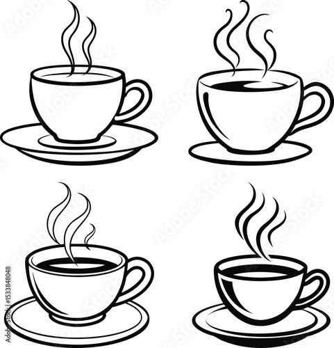 Coffee cups sketches and doodles
Coffee cup. Icon for design. Blank, white and black backgrounds - Line icon
