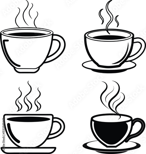 Coffee cups sketches and doodles
Coffee cup. Icon for design. Blank, white and black backgrounds - Line icon
