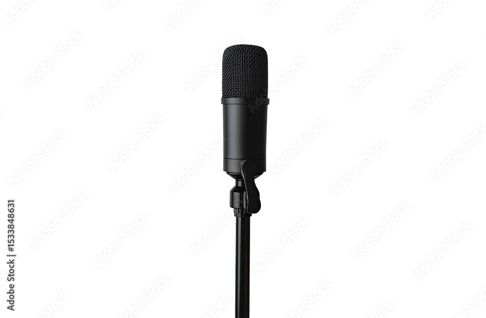 Obraz premium Black microphone against black background