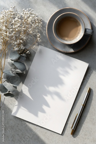 cup of coffee and notepad mockup