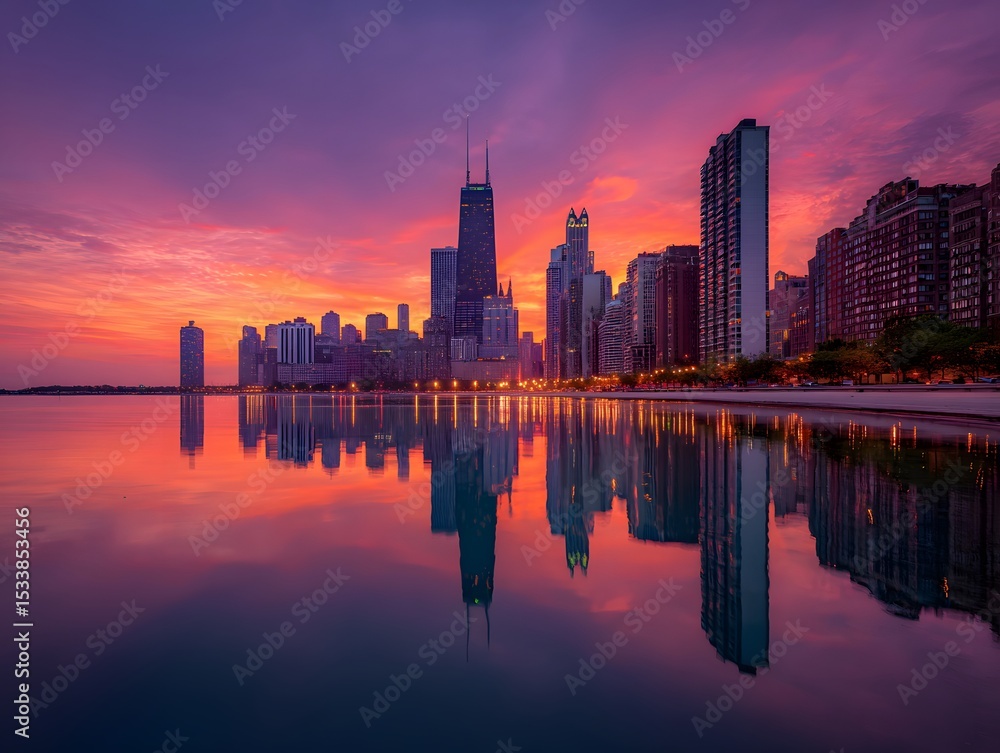 Fototapeta premium sunset over the city