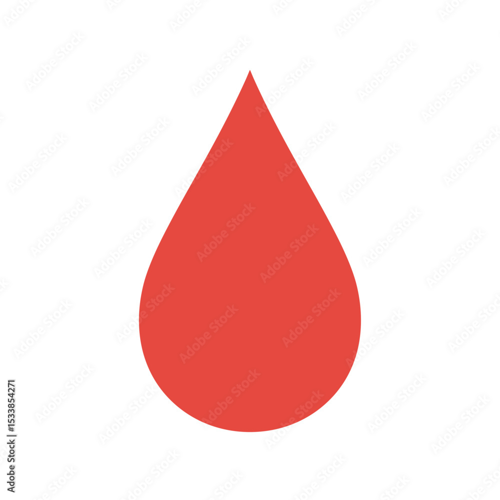 Vibrant Red Drop Shape on a White Background, Symbolizing Fluidity and Motion Vibrant Red Drop Shape on a White Background, Symbolizing Fluidity and Motion
