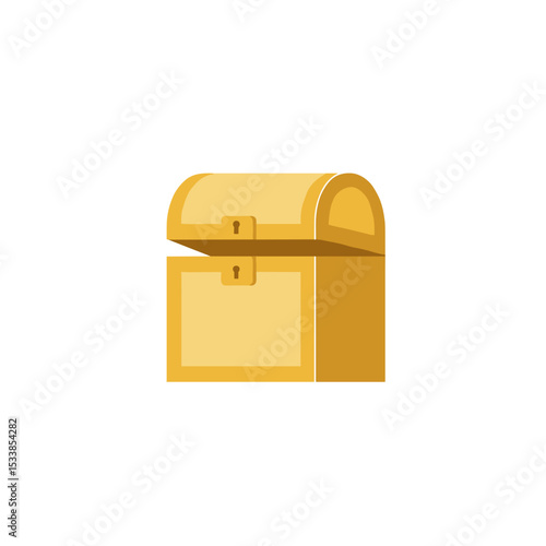 A vibrant yellow treasure chest with a lock, set against a minimalist white background