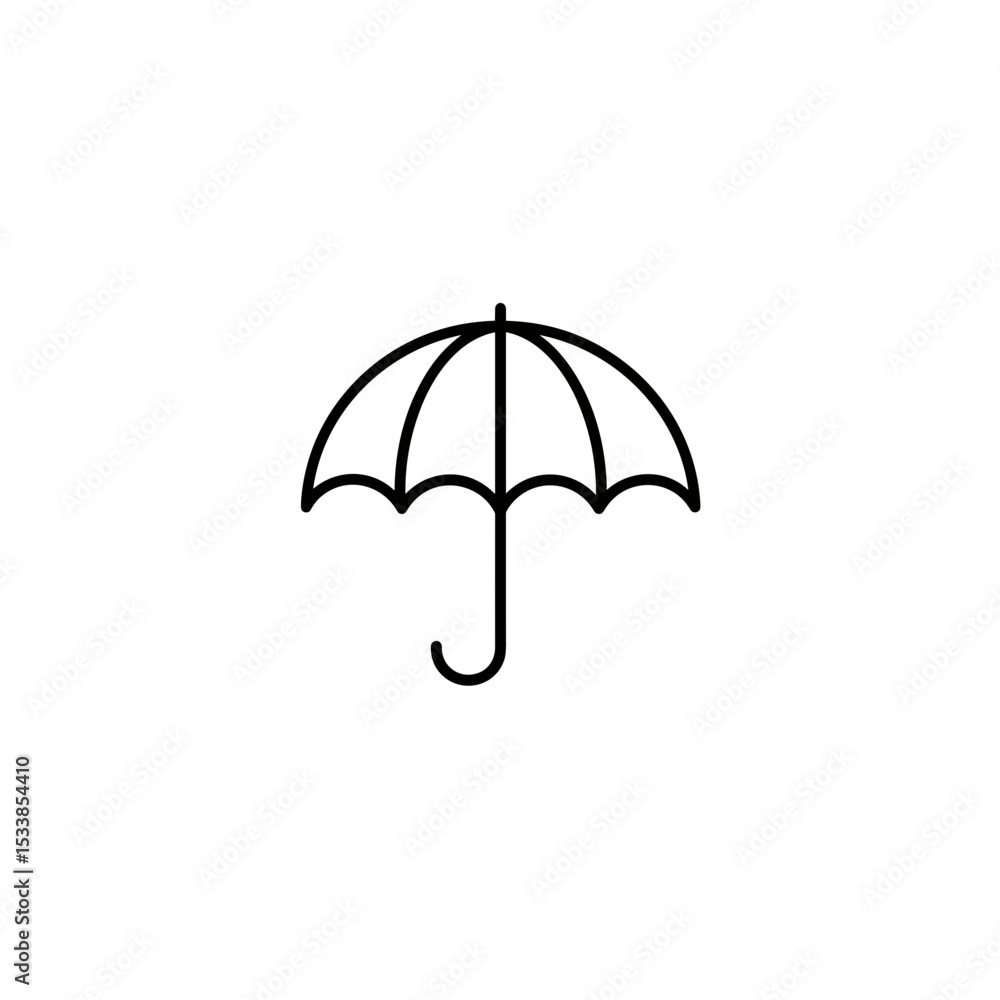 Simple black line umbrella icon on white background Simple black line umbrella icon on white background