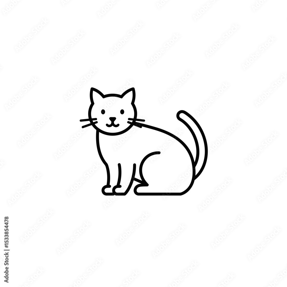 Obraz premium Simple line drawing of a playful cat sitting calmly 