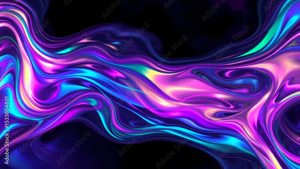 Fototapeta premium Abstract Liquid Flow Background — Neon Purple and Blue Waves. Uses: tech websites, digital presentations, motion graphics, app backgrounds